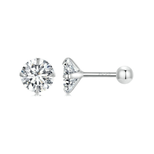 S925 Sterling Silver Platinum Plated Zircon Stud Earrings Jewelry