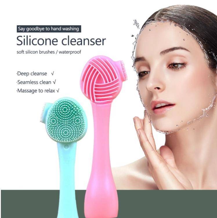 Sold in packs of 7 Handheld Silicone Facial Cleansing Brush Mask Brush Pink &amp; White Dual Head Knife Type